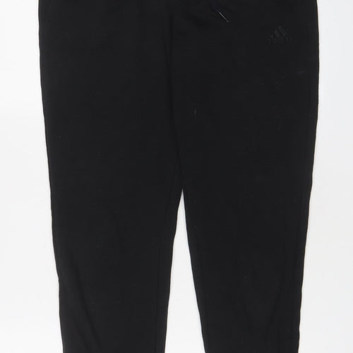 adidas Womens Black Cotton Jogger Trousers Size 12 L30 in Regular Drawstring - Logo