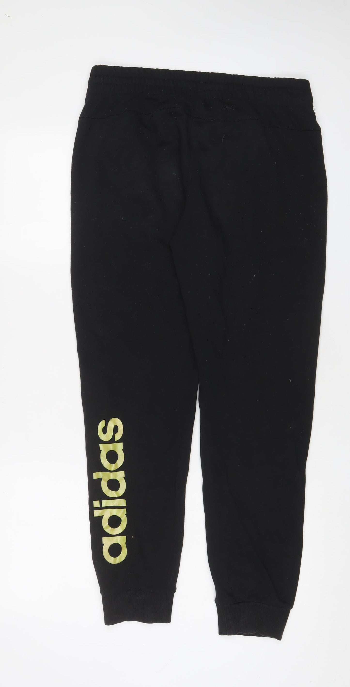 adidas Womens Black Cotton Jogger Trousers Size 12 L30 in Regular Drawstring - Logo