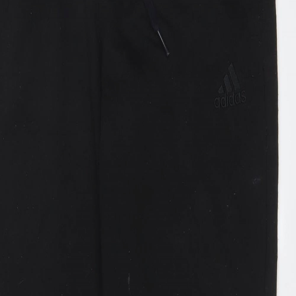 adidas Womens Black Cotton Jogger Trousers Size 12 L30 in Regular Drawstring - Logo