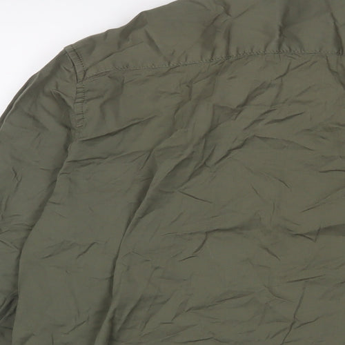 Field Pro Mens Green Cotton Button-Up Size L Collared Buckle