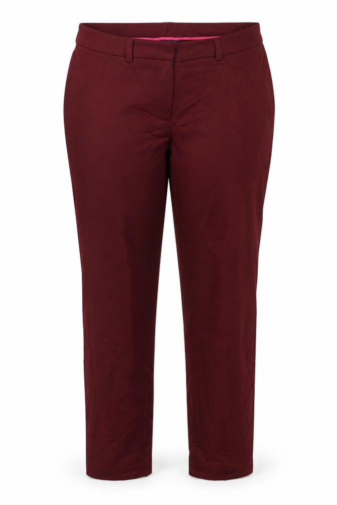 Lands' End Womens Red Viscose Trousers Size 14 L25 in Regular Hook & Eye