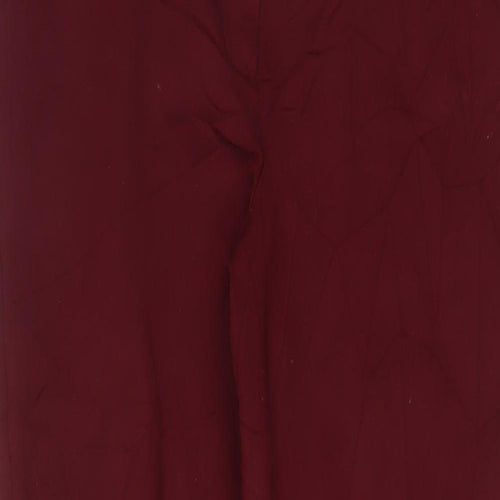 Lands' End Womens Red Viscose Trousers Size 14 L25 in Regular Hook & Eye