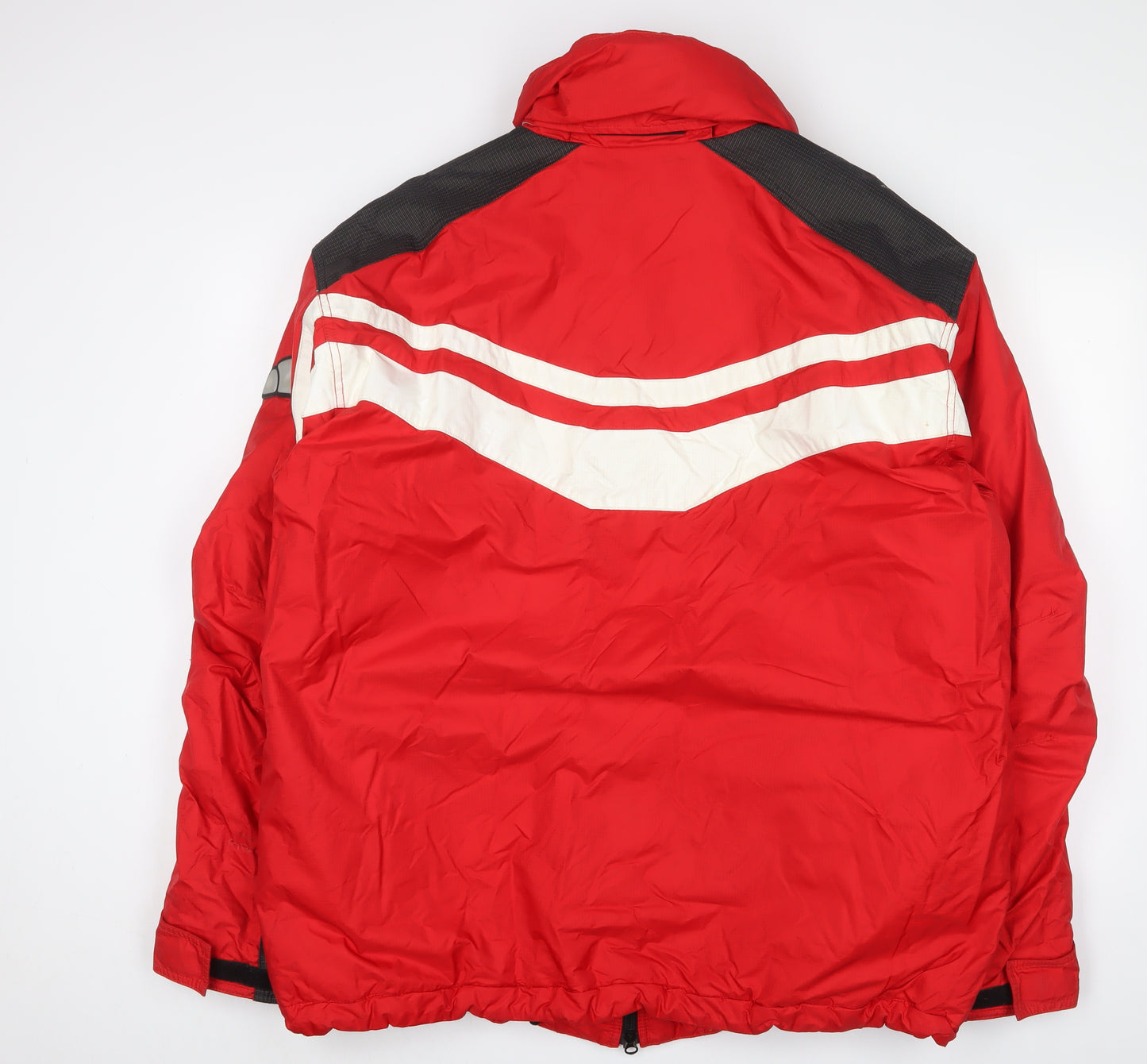 ellesse Mens Red Rain Coat Coat Size 2XL Zip - Logo, Embroidered