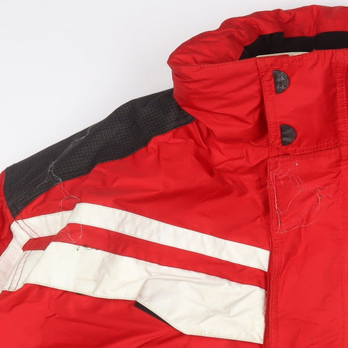 ellesse Mens Red Rain Coat Coat Size 2XL Zip - Logo, Embroidered