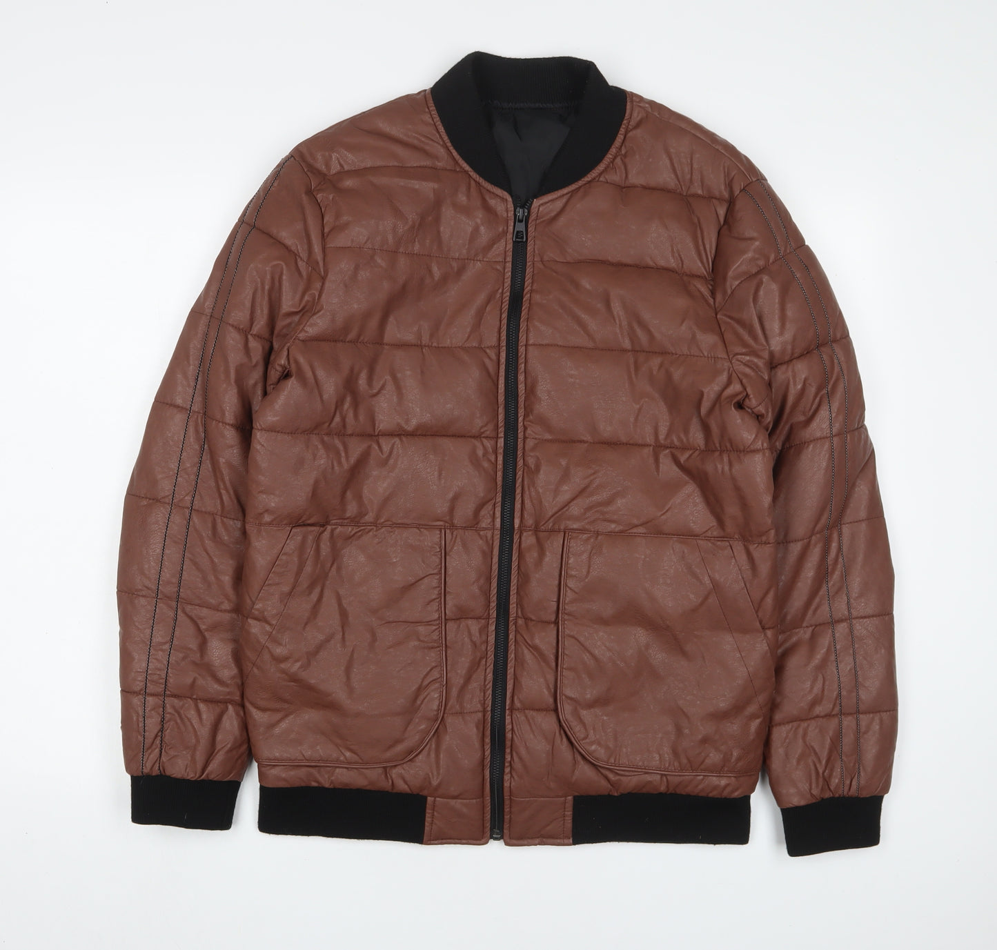 Monark Mens Brown Bomber Jacket Jacket Size M Zip - Pockets