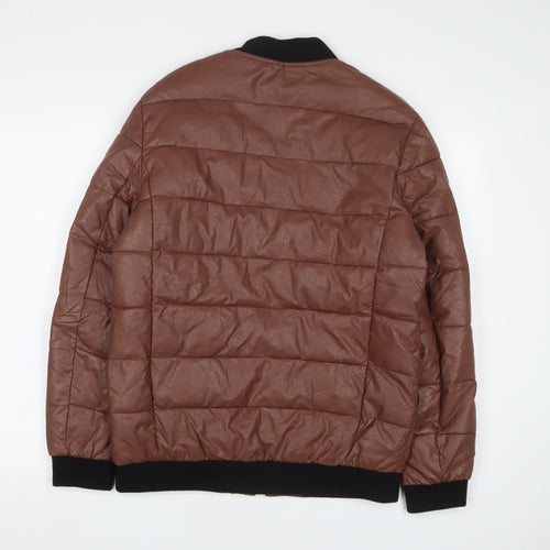 Monark Mens Brown Bomber Jacket Jacket Size M Zip - Pockets
