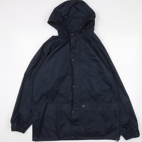 Wynnster Mens Blue Rain Coat Coat Size M Zip - Logo, Embroidered