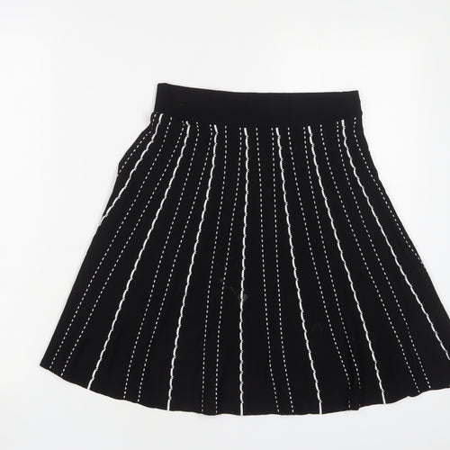 Oasis Womens Black Geometric Viscose A-Line Skirt Size S