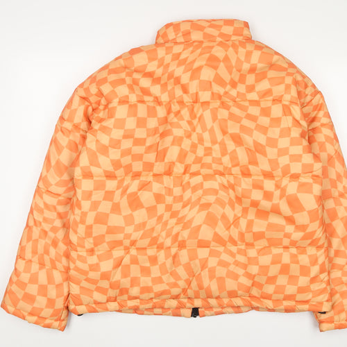 Daisy Street Womens Orange Geometric Parka Jacket Size 14 Zip