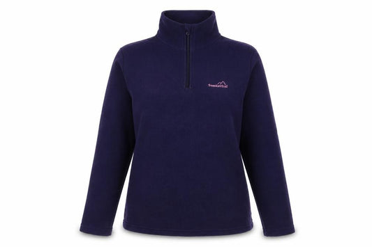 Front view of Freedom women’s pink polyester pullover sweatshirt, size UK 10, zip - logo, embroidered