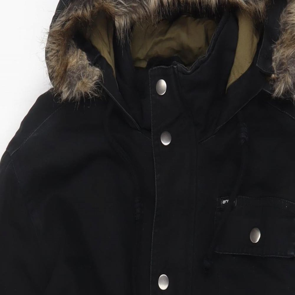 Animal Mens Black Anorak Coat Size M Zip - Logo, Embroidered