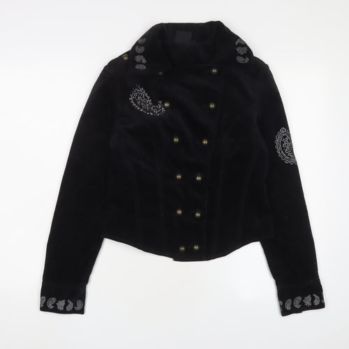 Y London Womens Black Jacket Size S Button - Embroidered