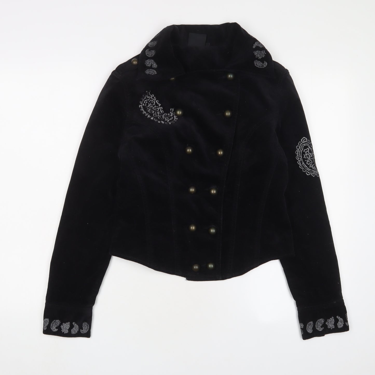 Y London Womens Black Jacket Size S Button - Embroidered