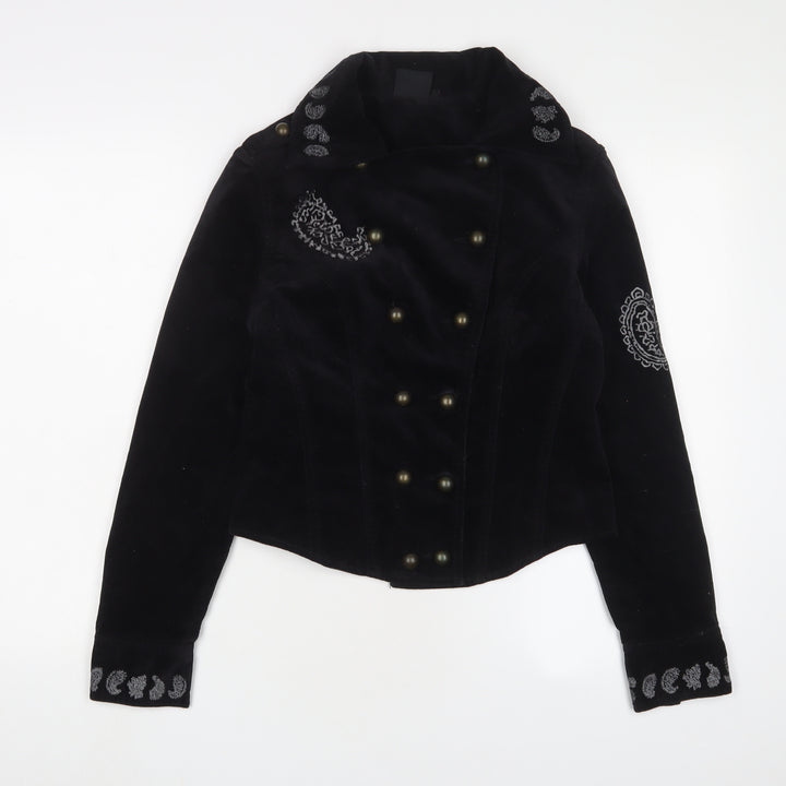 Y London Womens Black Jacket Size S Button - Embroidered