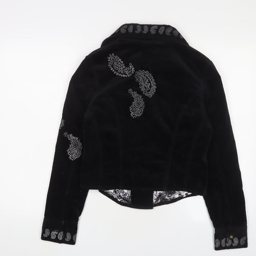 Y London Womens Black Jacket Size S Button - Embroidered