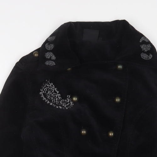 Y London Womens Black Jacket Size S Button - Embroidered