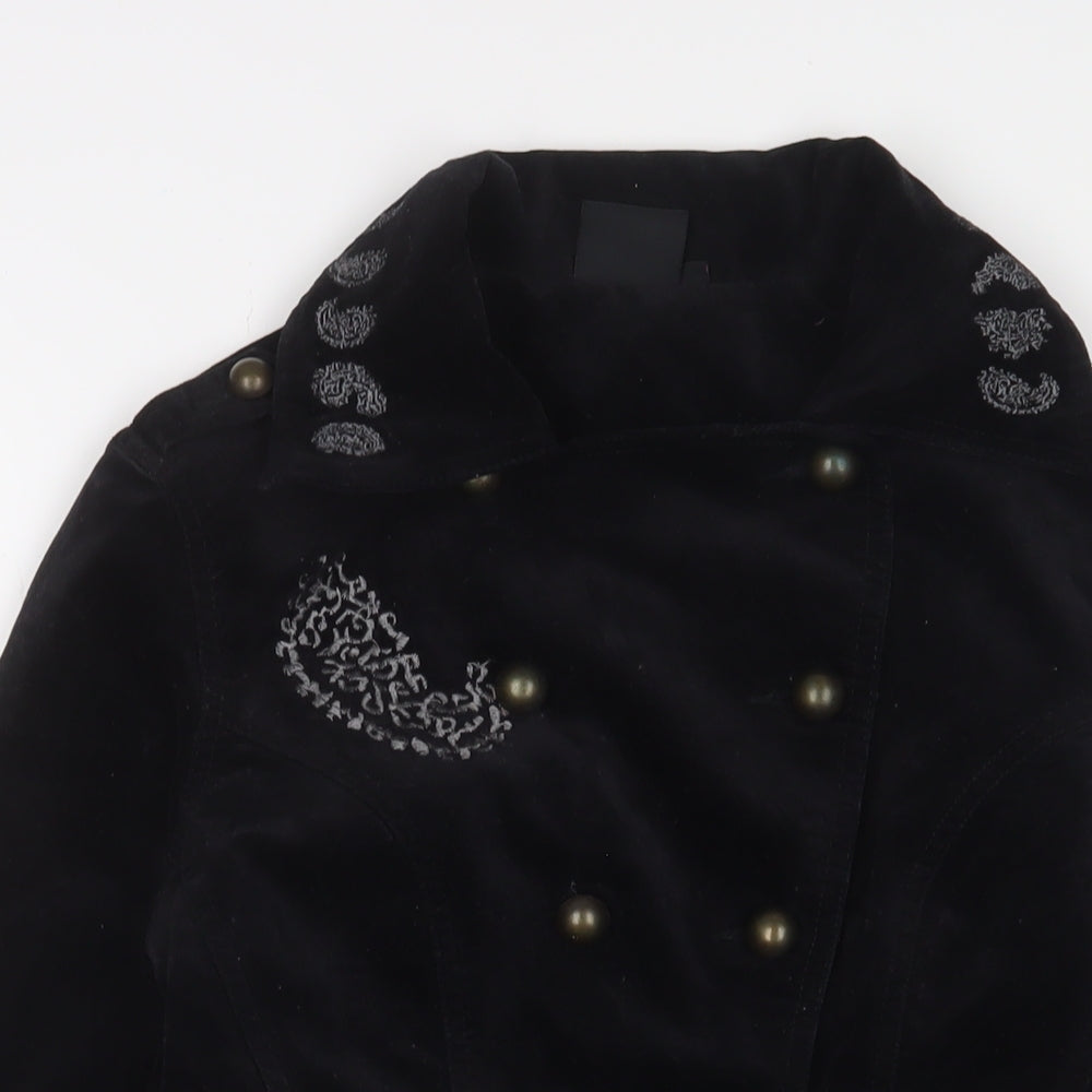 Y London Womens Black Jacket Size S Button - Embroidered