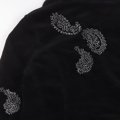 Y London Womens Black Jacket Size S Button - Embroidered