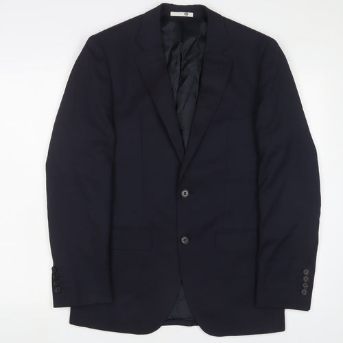 Cambridge Mens Blue Wool Jacket Suit Jacket Size 38 Regular