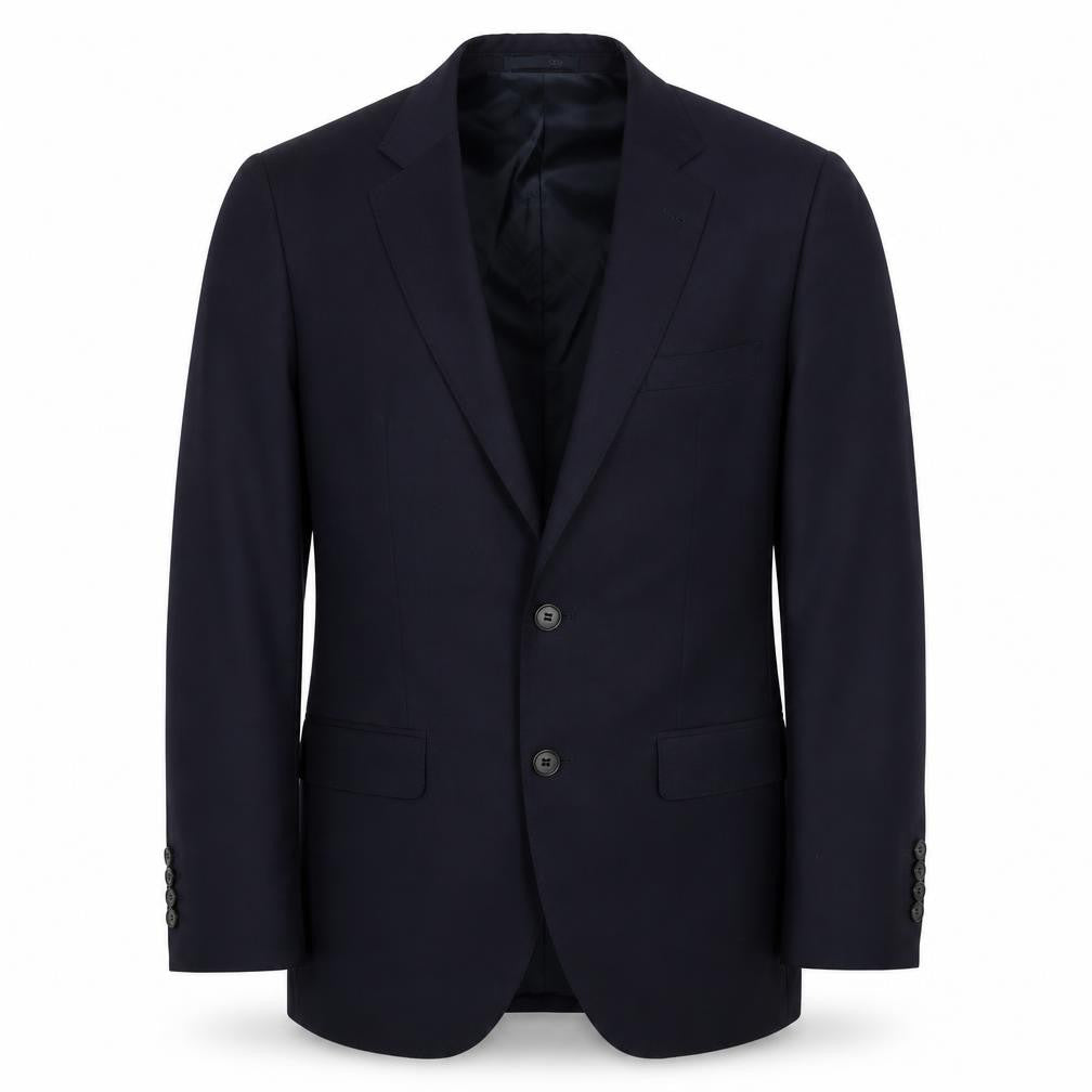 Front view of Cambridge men’s blue wool jacket suit jacket, size 38, regular
