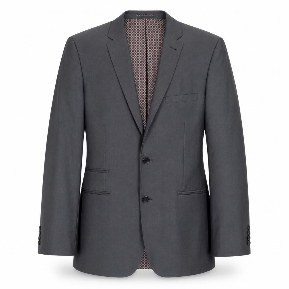 Front view of Felini men’s grey polyester jacket suit jacket, size 40, regular