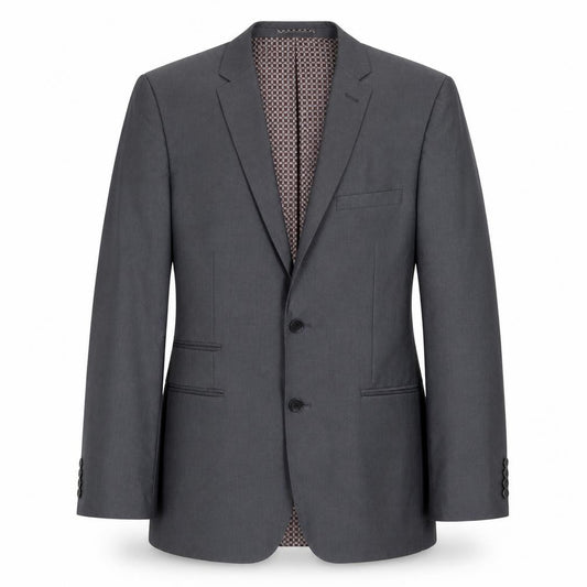 Front view of Felini men’s grey polyester jacket suit jacket, size 40, regular