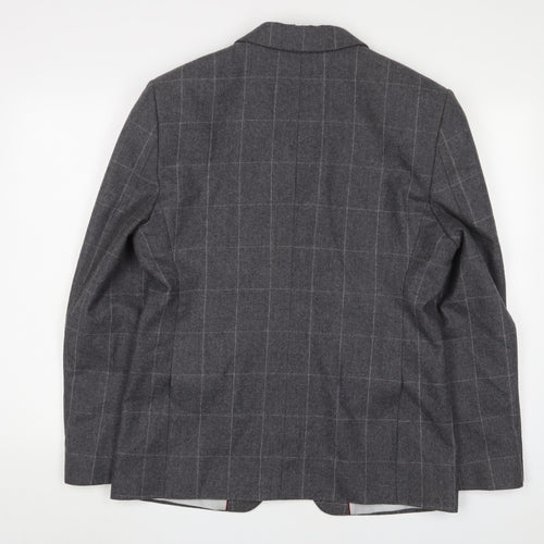 CHESS Mens Grey Plaid Wool Jacket Suit Jacket Size 40 Regular