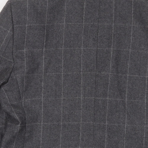 CHESS Mens Grey Plaid Wool Jacket Suit Jacket Size 40 Regular