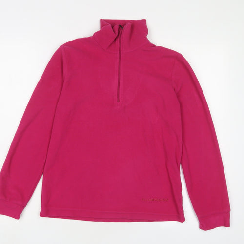 F.LLI Campagnolo Womens Pink Polyester Pullover Sweatshirt Size 12 Zip - Logo, Embroidered