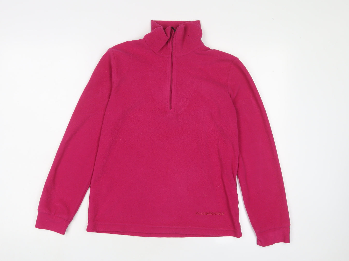 F.LLI Campagnolo Womens Pink Polyester Pullover Sweatshirt Size 12 Zip - Logo, Embroidered