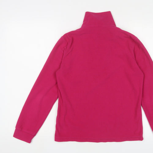 F.LLI Campagnolo Womens Pink Polyester Pullover Sweatshirt Size 12 Zip - Logo, Embroidered