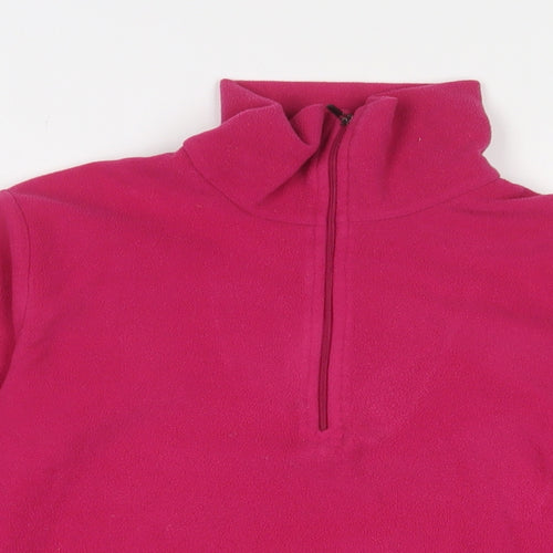 F.LLI Campagnolo Womens Pink Polyester Pullover Sweatshirt Size 12 Zip - Logo, Embroidered