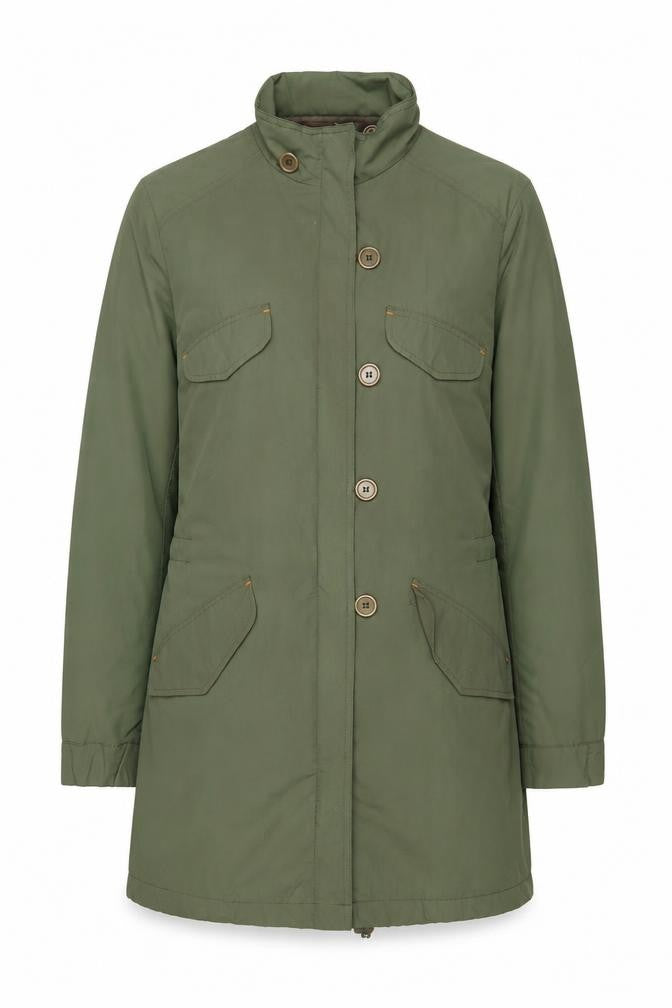 Front view of Red Herring women’s green jacket, size UK 12, zip