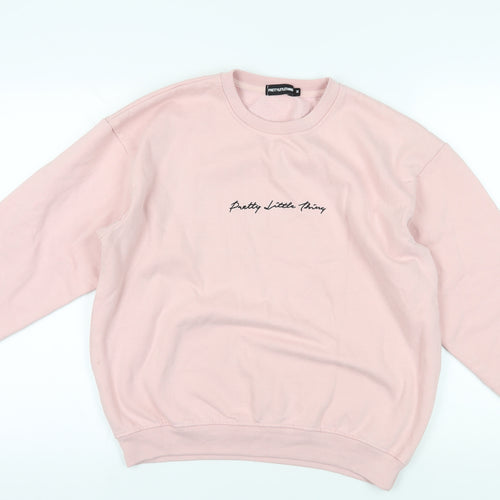 PrettyLittleThing Pink Pullover Logo Sweatshirt M