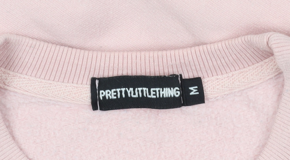 PrettyLittleThing Pink Pullover Logo Sweatshirt M