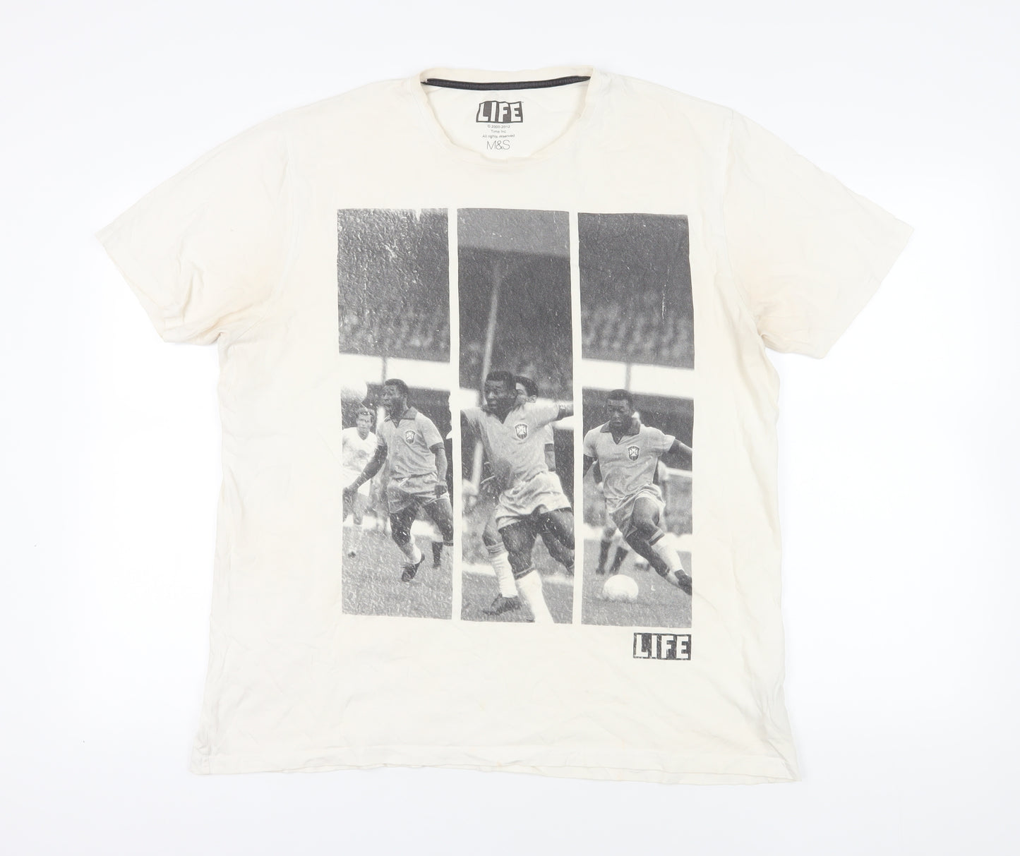 Marks & Spencer White XL Retro Sports T-Shirt