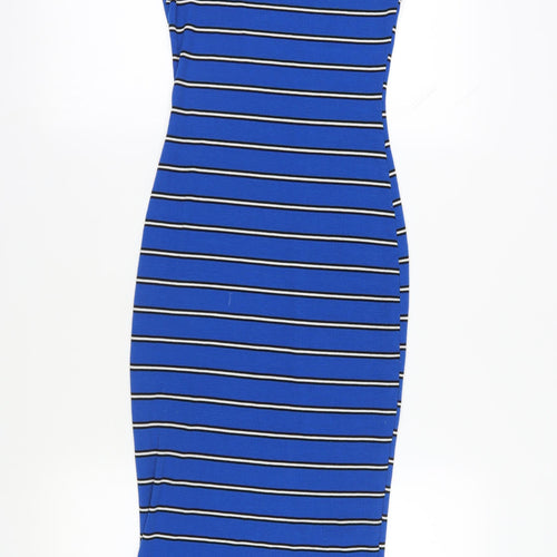 Innocence Blue Striped Bodycon Midi Dress Size 10