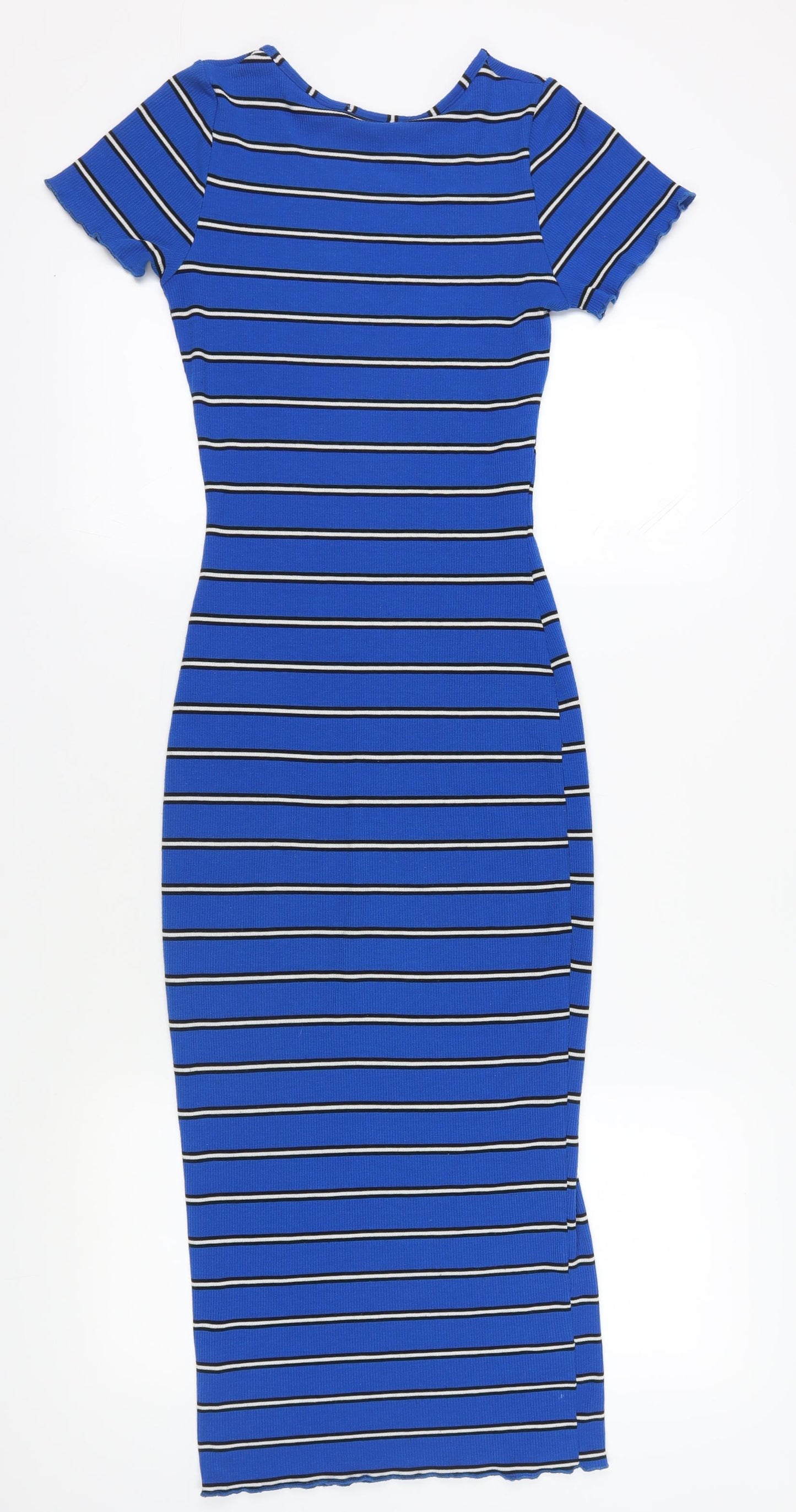 Innocence Blue Striped Bodycon Midi Dress Size 10