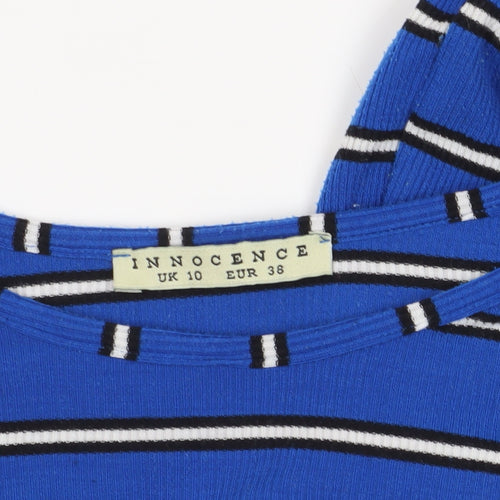 Innocence Blue Striped Bodycon Midi Dress Size 10