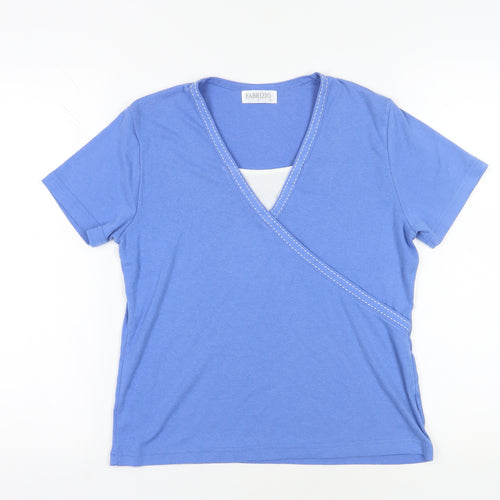 Fabrizio Blue Wrap V-Neck T-Shirt Large