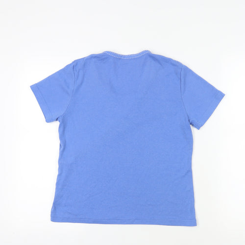Fabrizio Blue Wrap V-Neck T-Shirt Large