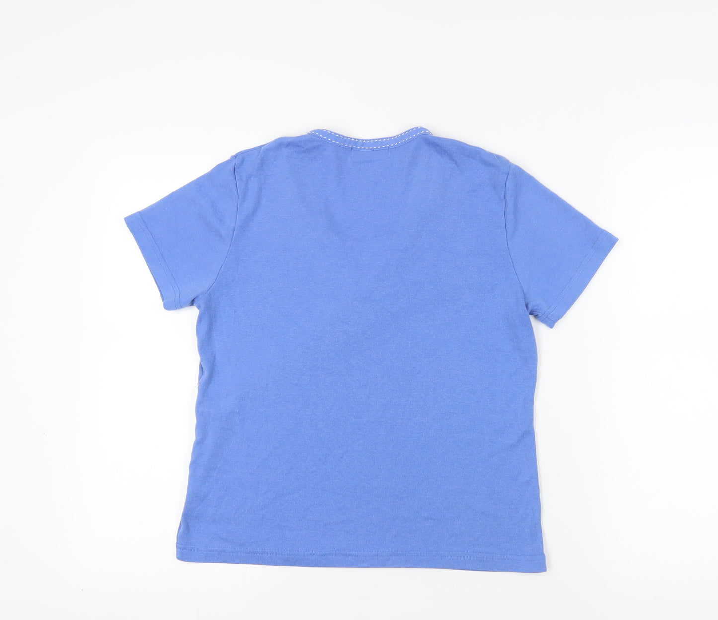 Fabrizio Blue Wrap V-Neck T-Shirt Large