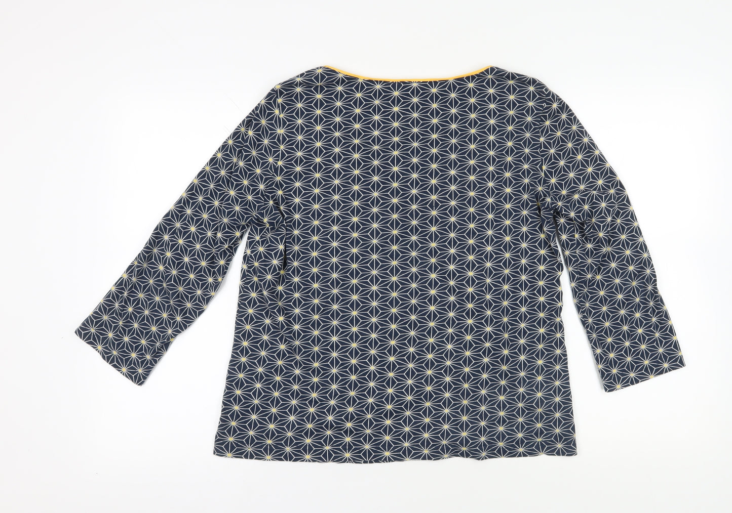 Nomads Blue Geometric Blouse, Size 14, Scoop Neck