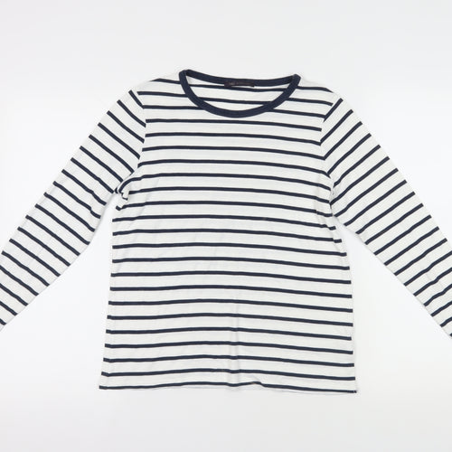 Marks and Spencer White Striped Long Sleeve T-Shirt 16