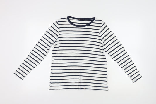 Marks and Spencer White Striped Long Sleeve T-Shirt 16