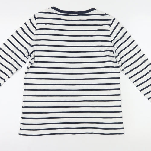 Marks and Spencer White Striped Long Sleeve T-Shirt 16