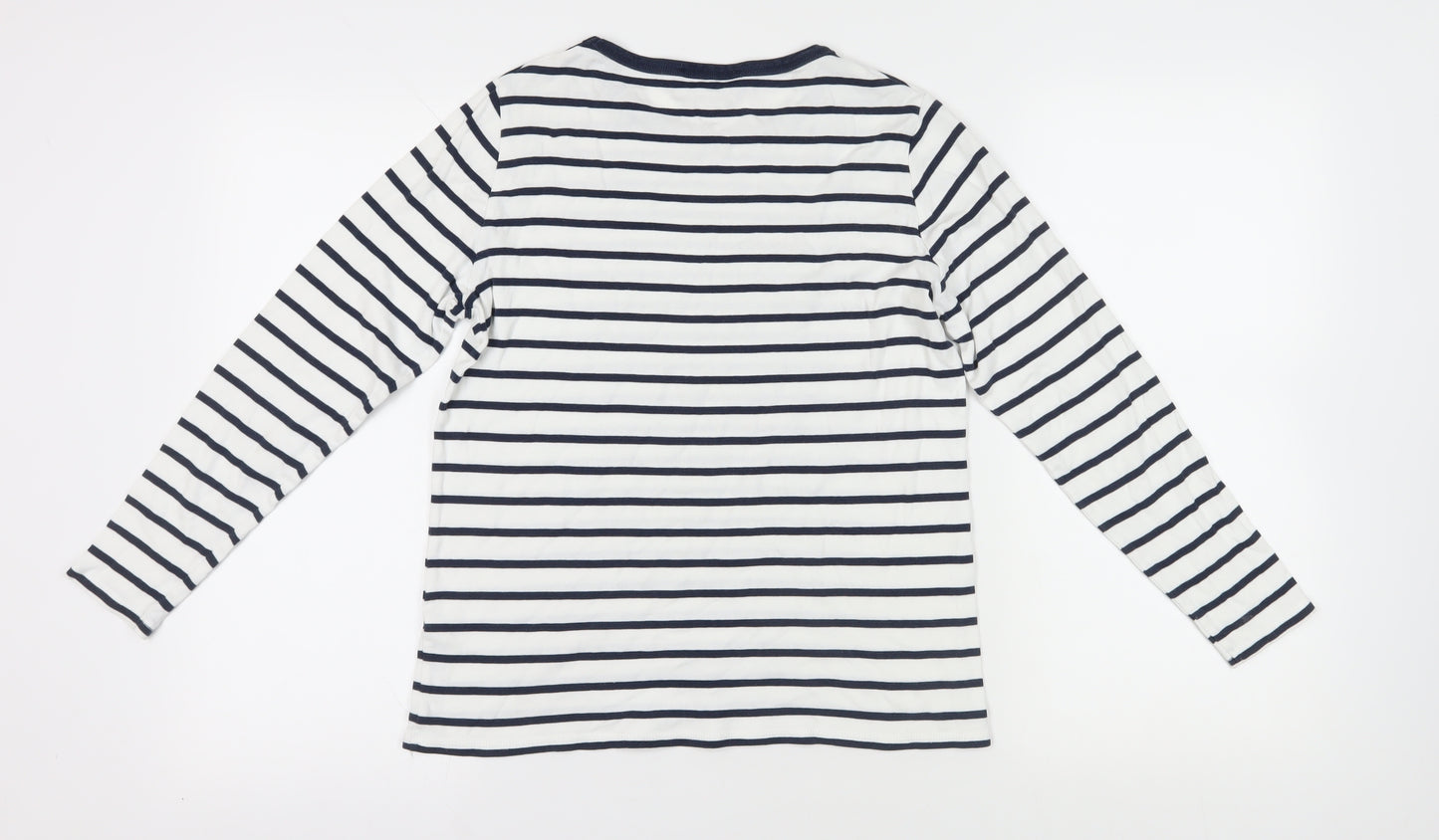 Marks and Spencer White Striped Long Sleeve T-Shirt 16