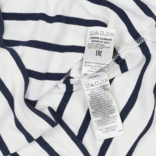 Marks and Spencer White Striped Long Sleeve T-Shirt 16