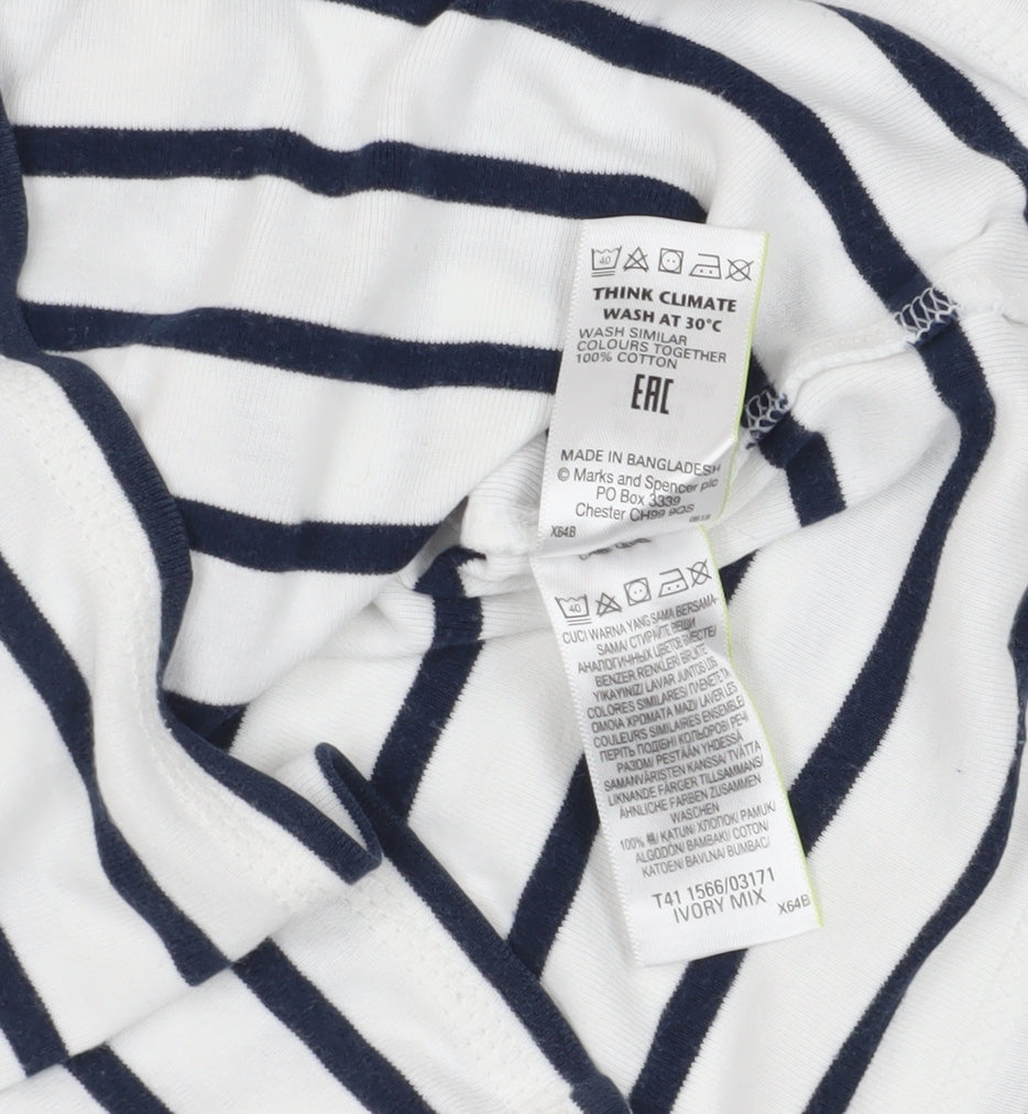 Marks and Spencer White Striped Long Sleeve T-Shirt 16