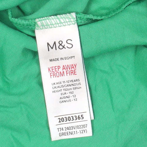 Green Marks and Spencer Girls' Graphic T-Shirt 11-12 Years